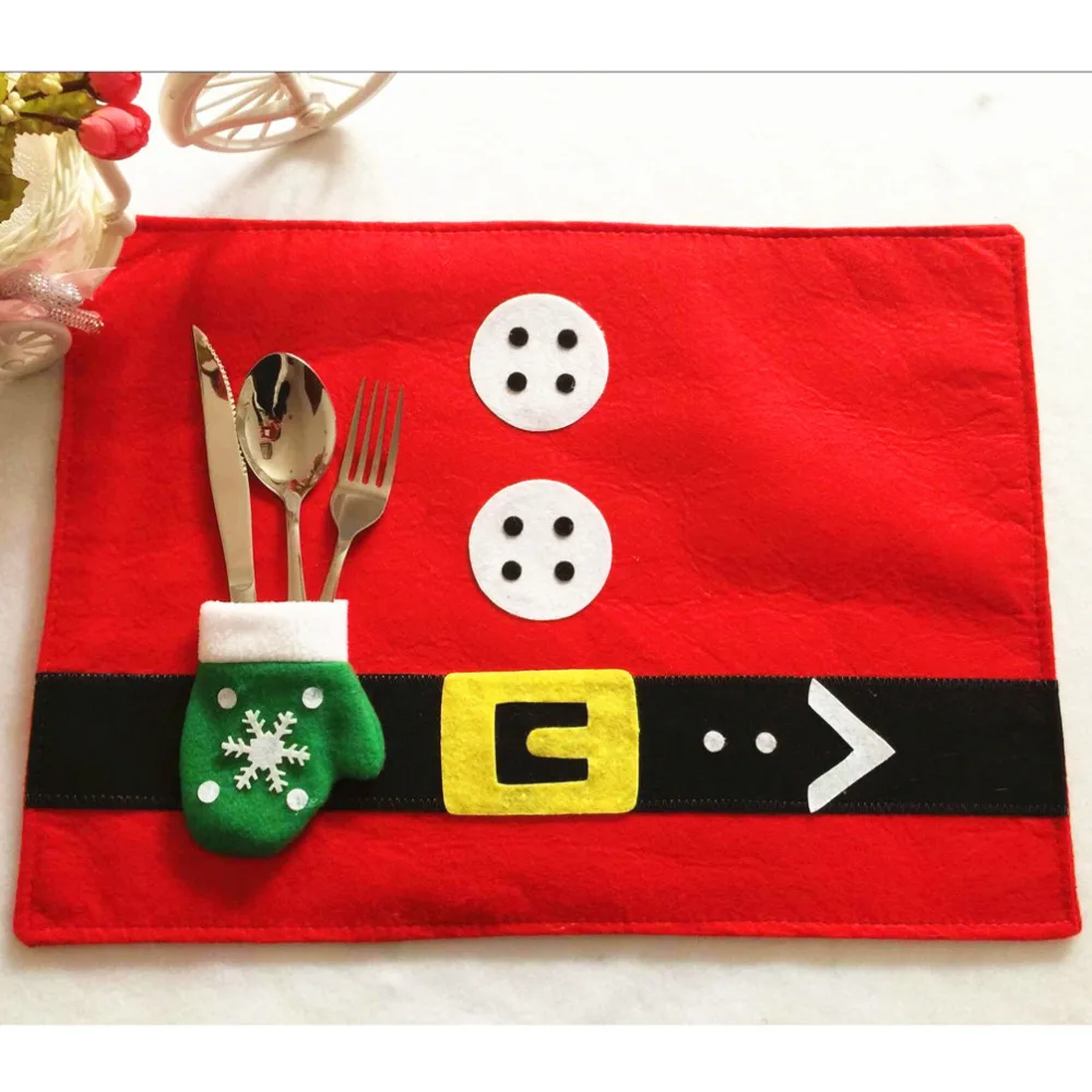 2 Pcs / Lot Non Woven Fabric Christmas Placemat Table XMAS Placemats