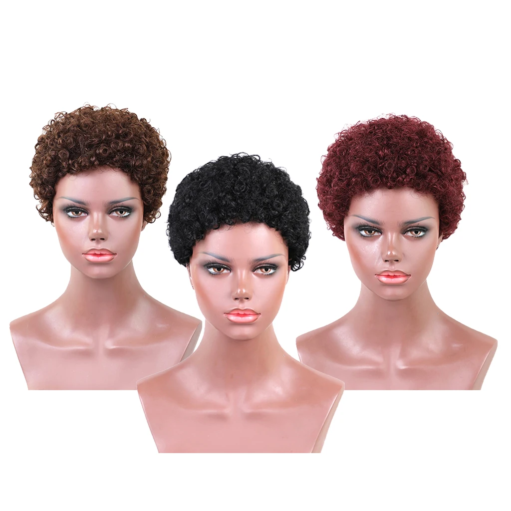 

8inch Afro Wig Fluffy Curly Real Human Hair Women Cosplay Hairdressing Tools