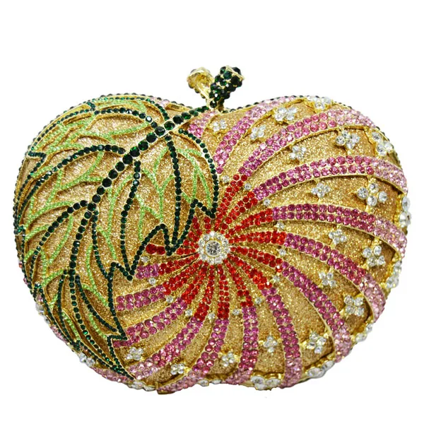 Женская вечерняя сумочка клатч в форме яблока ручной работы алмазные Кристальные женские клатч для вечеринок soiree pochette Свадебная сумка для невесты SC200