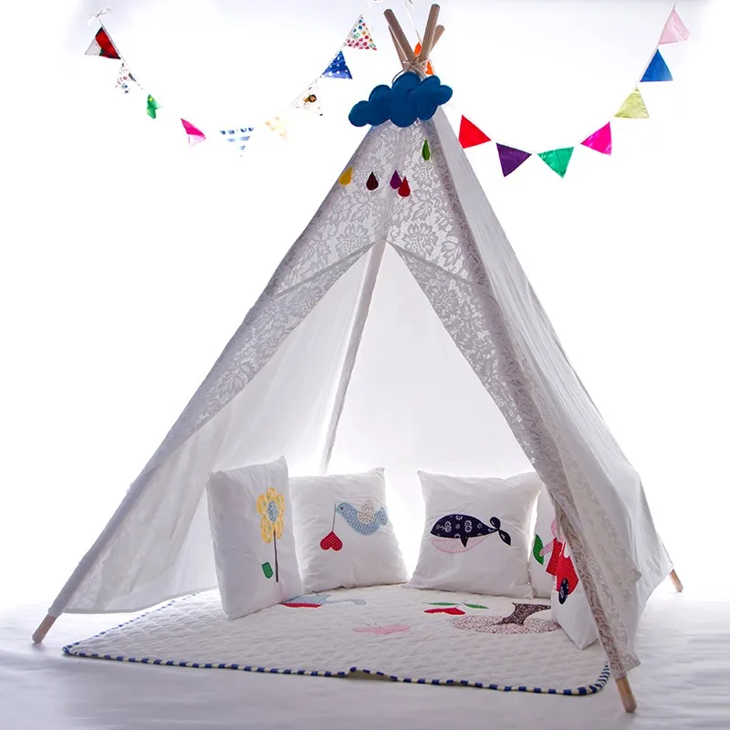 

Sheer Lace Teepee Tent Children Tipi Playhouse Wigwam Tent