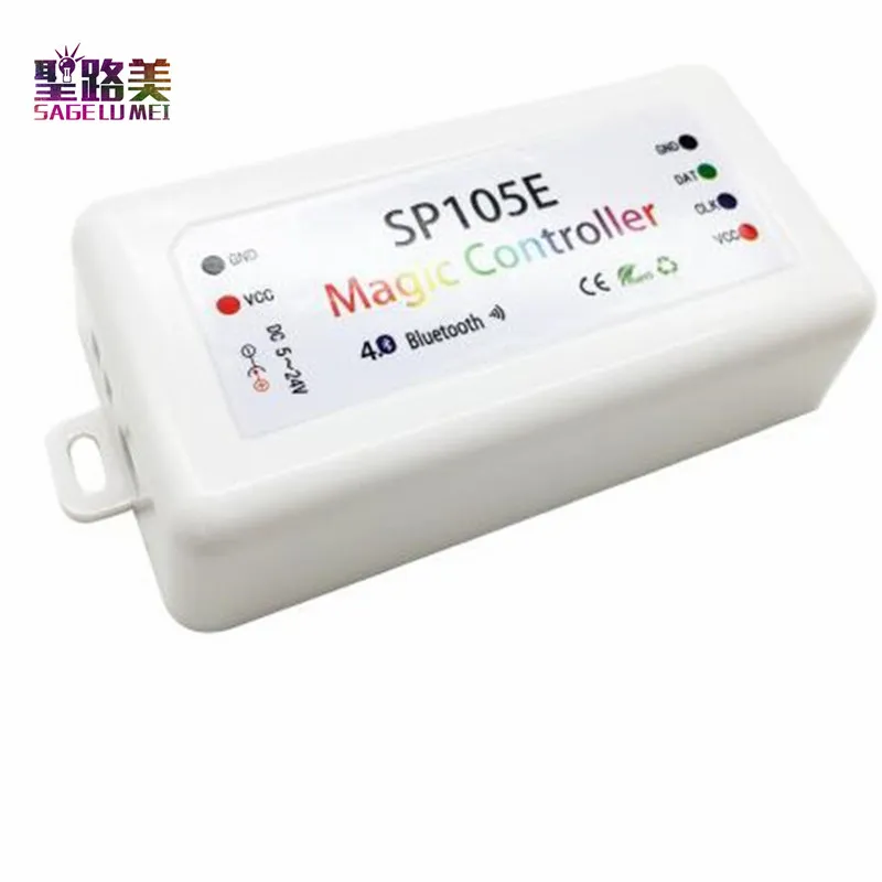 melhor DC5V 24V SP105E Magia led Bluetooth controlador de SPI, para todos os tipos de IC luzes de pixels WS2801 WS2811 WS2812B Tira Conduzida de pixels