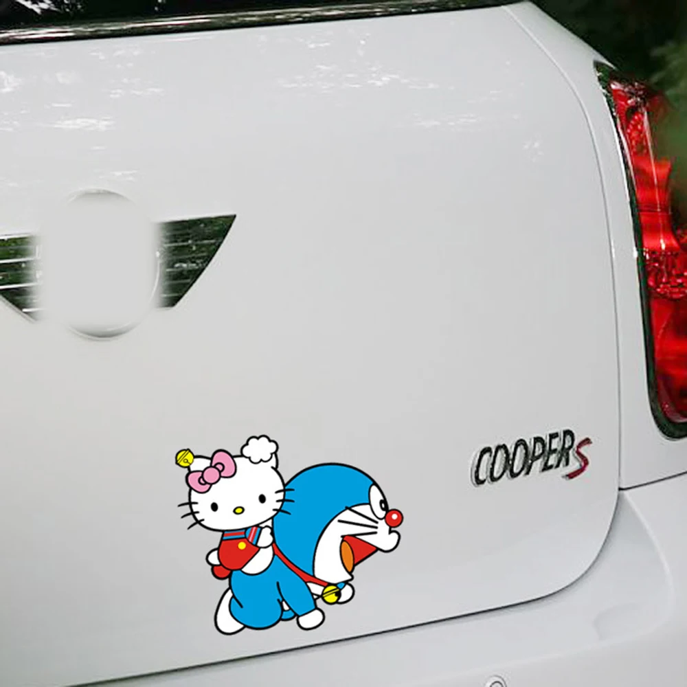 

Car-styling Doraemon And Hello Kitty Funny Car Sticker Cartoon Decal For Mercedes Smart Fortwo Renault Kia VW Skoda Polo Golf 7