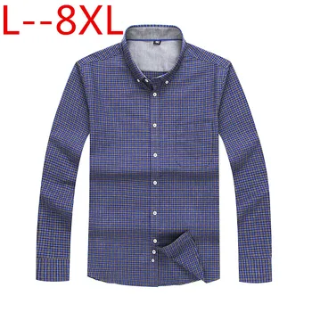 

plus 10XL 8XL 6XL 5XL Men Flannel Plaid Shirt 100% Cotton Spring Autumn Casual Long Sleeve Shirt Soft Comfort Loose Fit Styles