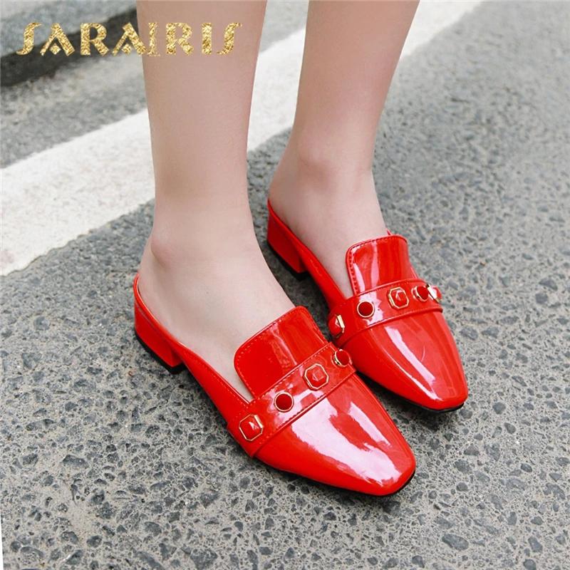 

Sarairis New Arrivals 2019 Plus Size 33-48 Chunky Heels Fashion Pumps Mule Shoes Woman Slip On Casual Pumps Woman Shoes