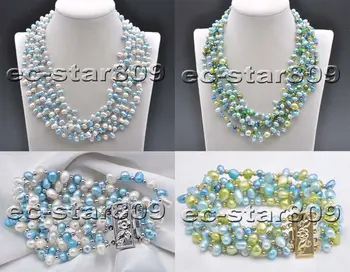 

X0490 6Strands Rice Baroque FW Cultured pearl Necklace Bracelet