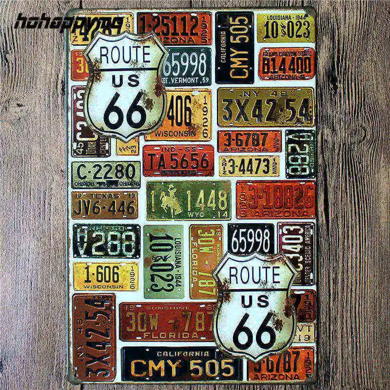 Route US 66 металлическая настенная художественная табличка металлическая винтажная пивная плакат винтажная металлическая вывеска домашний декор ruta 66 20*30 см
