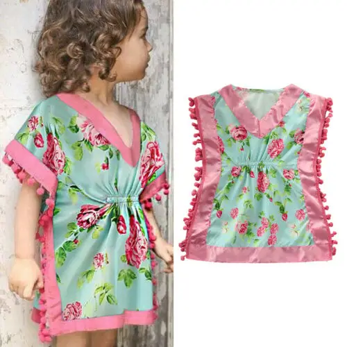 

Toddler Kid Baby Girls Dress Summer Flower Clothing Casual Beach Dress For Girls 219 New