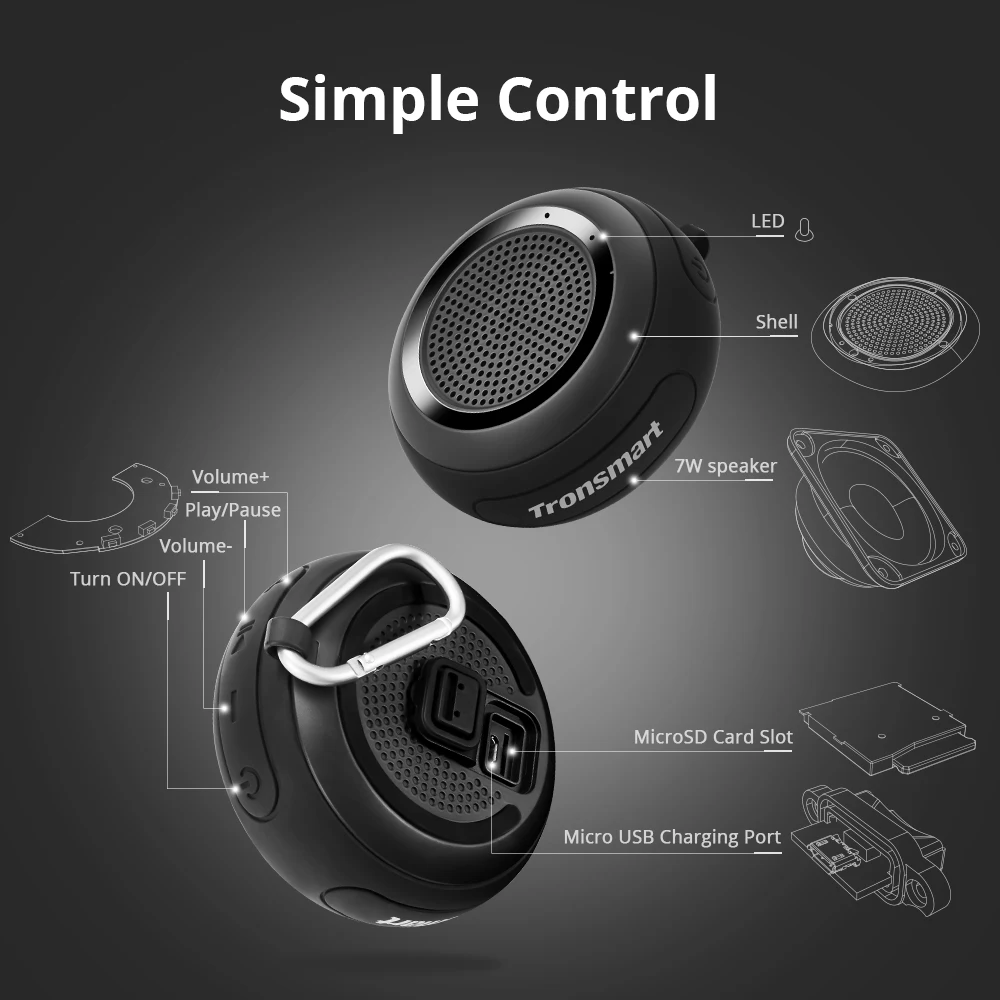 Tronsmart Element Splash IP67 Waterproof Bluetooth Speaker Soundbar Portable Speaker Computer Bluetooth 4.2 Wireless Speaker 22