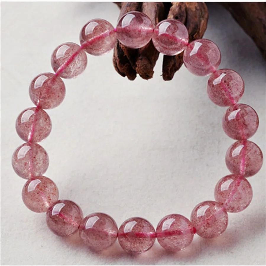 Wholesale 10mm Natural Red Strawberry Quartz Crystal Bracelets For