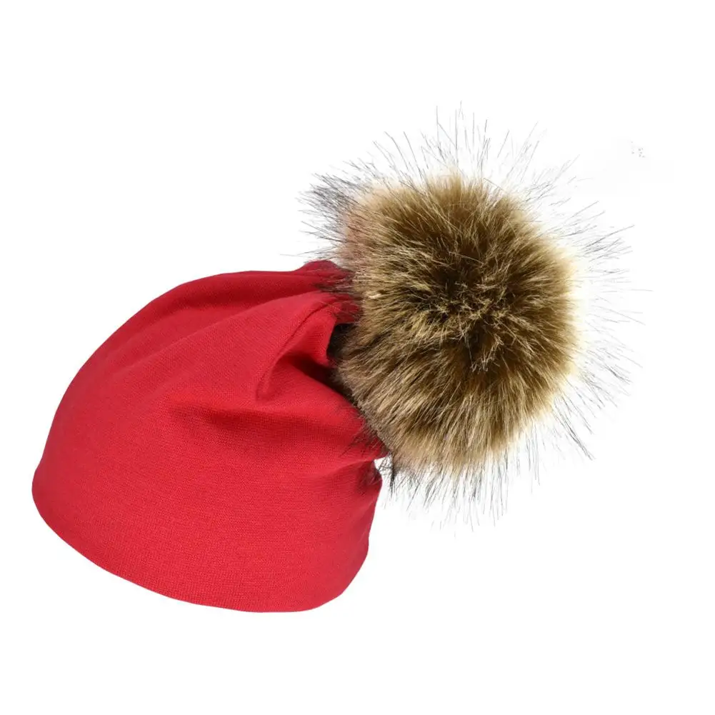 

Hot Outdoor Cute Pompom Solid Color Toddler Baby Boy Girl Elastic Beanie Cap Hat