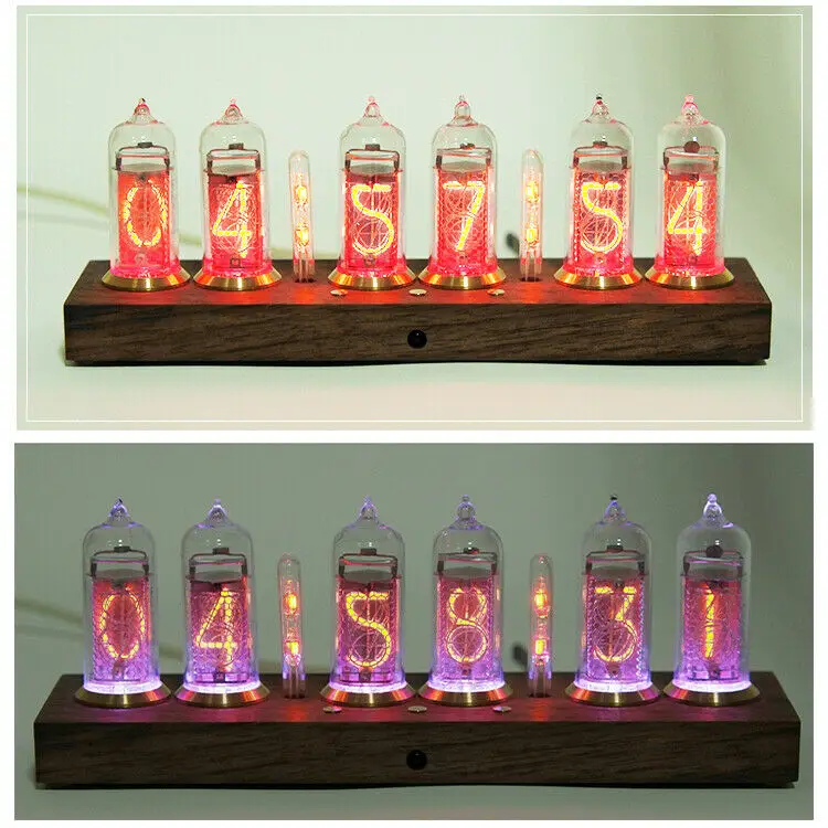 Nobsound Vintage 6 In 14 Wooden Glow Nixie Vacuum Tube Clock Mini