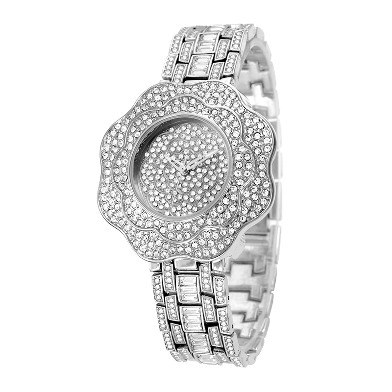 BELBI Brand Gold Quartz Watch Women Top Luxury Rhinestone Watches Flower Dial Dress Wristwatches JAPAN Movement