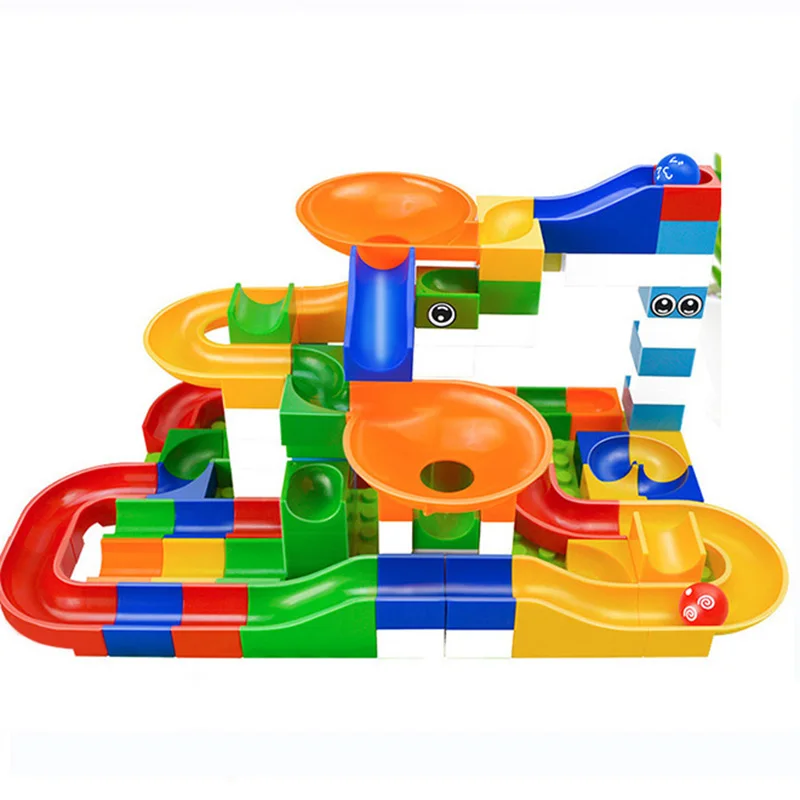 

TUKATO 104/208PCS Marble Race Run Maze Ball Track Building Blocks Funnel Slide Big Size Bricks Compatible Legoingly Duploed