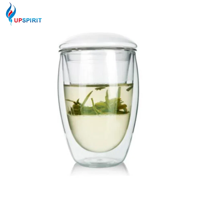 

UPSPIRIT 350mL Double Wall Layer 3in1 Cup with Infuser and Lid Heat Resistant Loose Leaf Tea Strainer Coffee Filter Drinkware