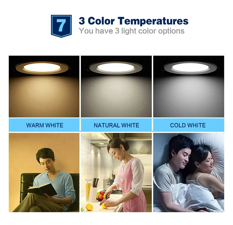 LED White Downlight Lamps waterproof 5W 9W 12W 15W 18W AC 220V 230V Built-in drive Led Down light Lamp