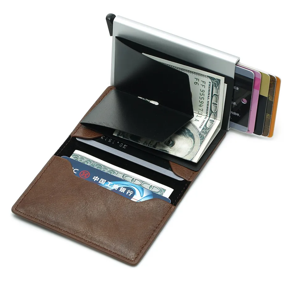 Uniego алюминиевый кошелёк с задним карманом ID Держатель карты RFID Блокировка мини