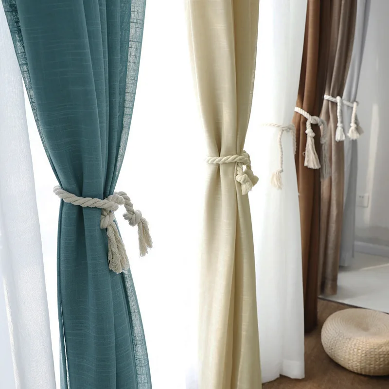 White Solid Tulle Curtains for the Bedroom Blue Brown Grey Voile Sheers for Living Room Modern Blinds Window Door Tulles