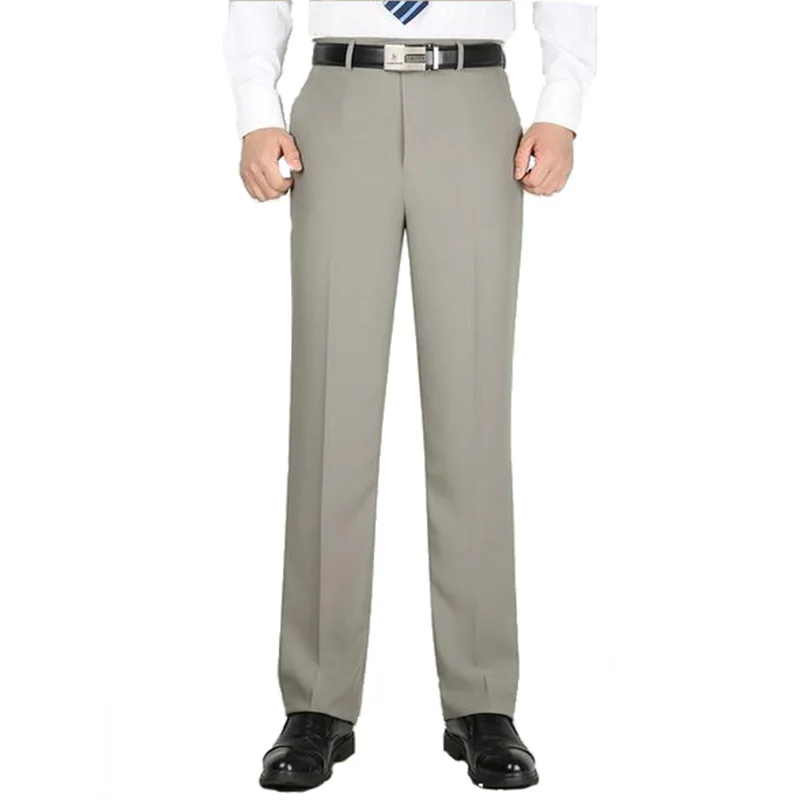 MOGU Fashionable New High-Quality Men's Pants Straight Summer Mens Classic Casual Business Trousers in Long Length for 8 Colors