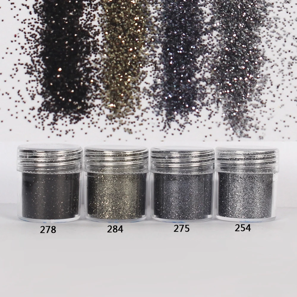 1 جرة/مربع 10 مللي مسمار الأزياء 4 مزيج الدخان الأسود مسمار بريق غرامة بودرة للأظافر الفن الديكور اختياري 300 الألوان مصنع 4-16