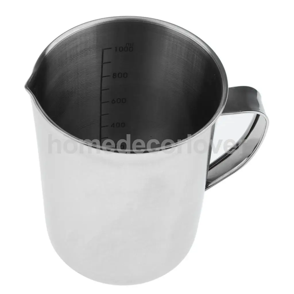 Taza de espuma de leche de café jarra de espuma de café con leche con mango de escala para herramienta para hornear Latte Art taza medidora de acero inoxidable 500ML 