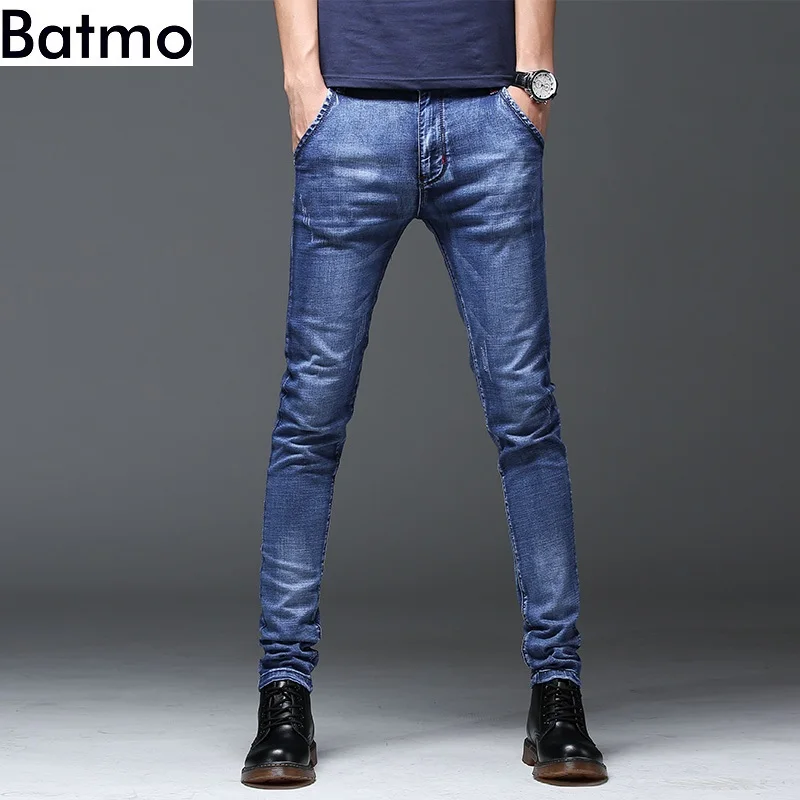 Batmo Новое поступление высокого качества повседневные узкие джинсы мужские узкие брюки, обтягивающие мужские джинсы Z004 - Цвет: blue