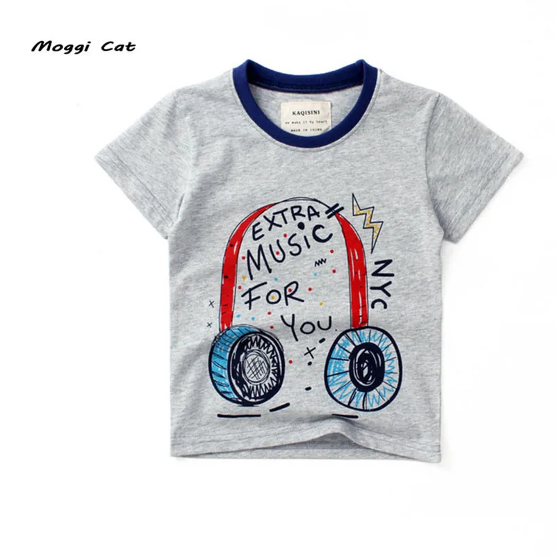 Moggi Cat Fashion Short Sleeves T-Shirts For Boys Girls Music T Shirt Kids Baby Girl Tops 3-7 Years Design Cotton T shirt (5)