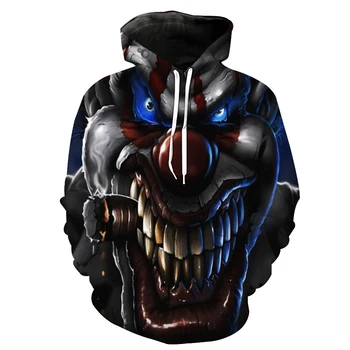 

2019 New 3D Hoodie Mens Horror Hospital Clown 3D Print Hip Hop Pullover Sweatshirts Jackets Winter Unisex Fashion Hooded Hoodies