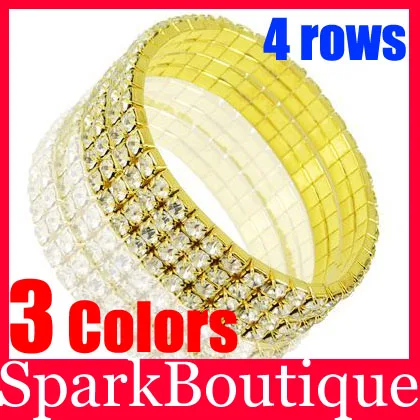 (56% off on wholesale) 4 Rows Rhinestone Bracelet Sliver
