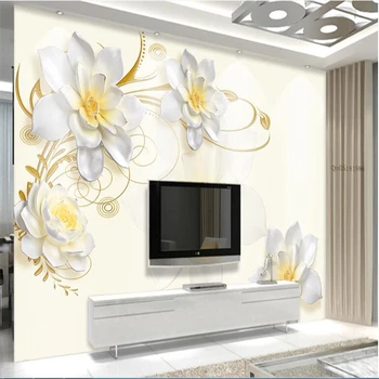 

beibehang Custom 3D photo mural jade carving crane lotus marble wallpaper TV background wall decoration wallpaper for walls 3 d