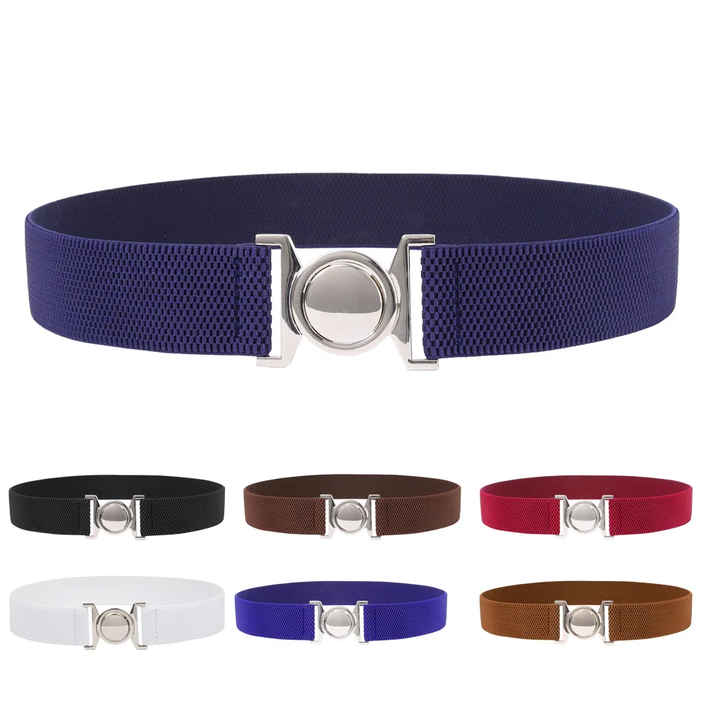 women/'s Designer Metal Stretchy Black Brown Elastic Waist Belt