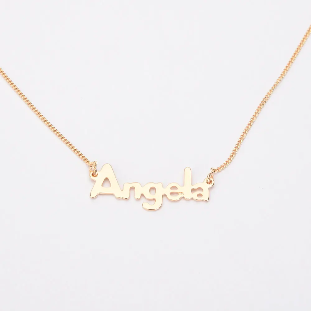 angela's letter metal necklace Golden color Nameplate Necklace link