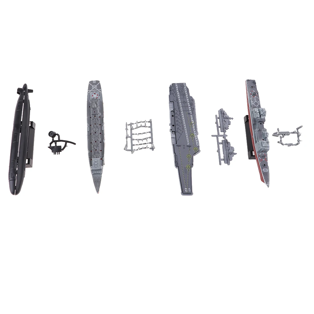8x 4D Military  Submarine Models Assemble Liaoning Aircraft Carrie USS Sacramento AOE-1 Model Building