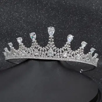 

Cubic Zirconia Wedding Bridal Big Tiara Crown Women Girl Prom Hair Jewelry Accessories Real Platinum Plated CH10285