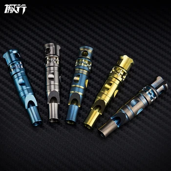 

A108 Outdoor titanium whistle Single tube Self-illumination Tritium trachea DIY with pop sound waterproof survival whistle