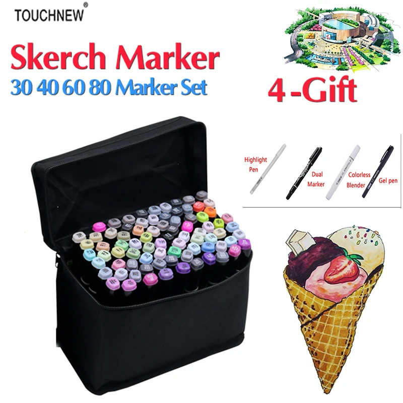 

Touchnew 168 Colors Drawing Marker For Gifts Alcohol Based Dual Head Sketch Artist Marker Set For Animation Manga Design