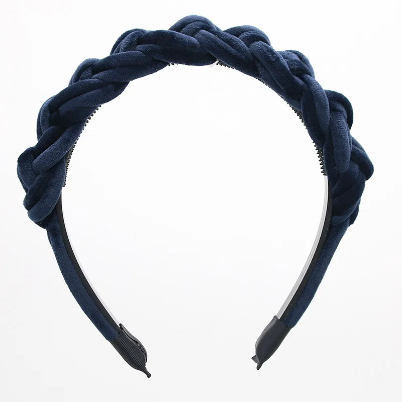 2020BD широкие плетеные бархатные 3 см широкие простые дизайнерские повязки для волос женские аксессуары для волос зимние повязки для волос