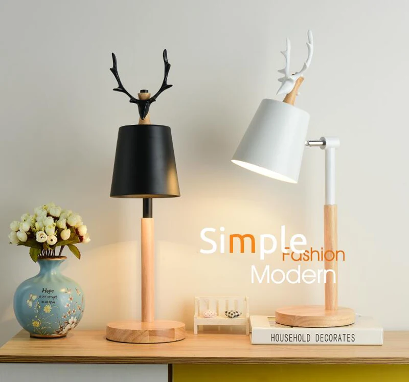 

boreal Europe log Desk lamp contemporary sitting room bedroom head bed lamps antler study light