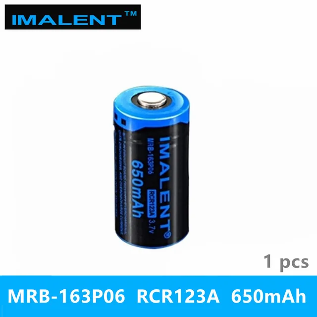 

1PC best IMALENT 16340 650 mah RCR123A Li-ion 3.7v MRB-163P06 high performance rechargeable battery for high LED flashlights