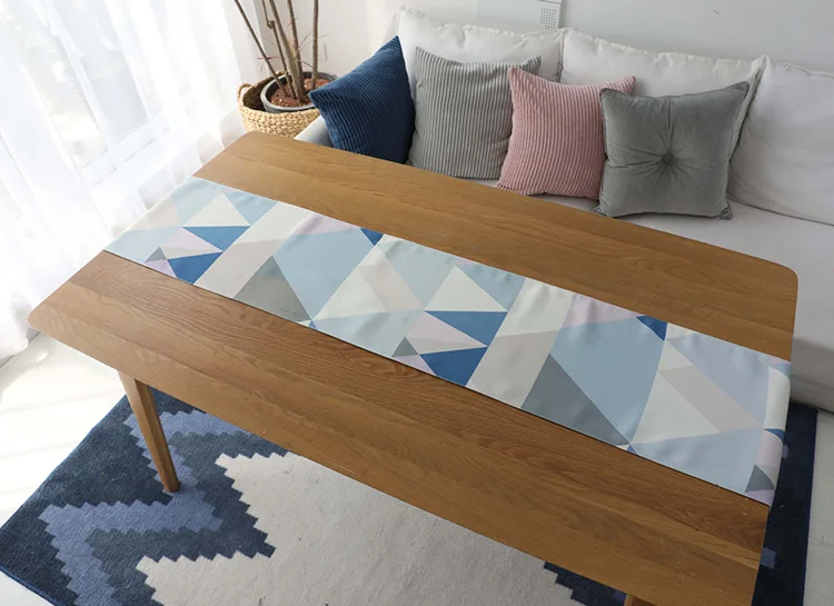 Красочный геометрический напечатанный журнальный столик для гостиной, настольная дорожка, скандинавские украшения для дома, настольная дорожка, синий, желтый - Цвет: Синий
