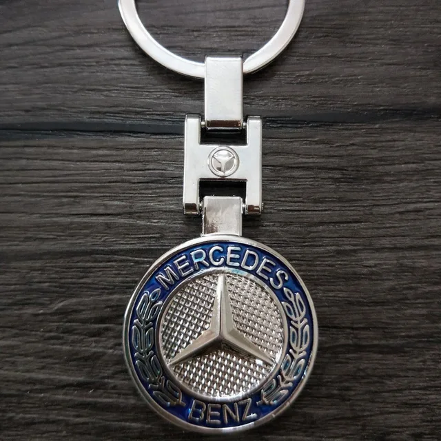 Mercedes Benz logo keychain Creative double sided epoxy metal key ring