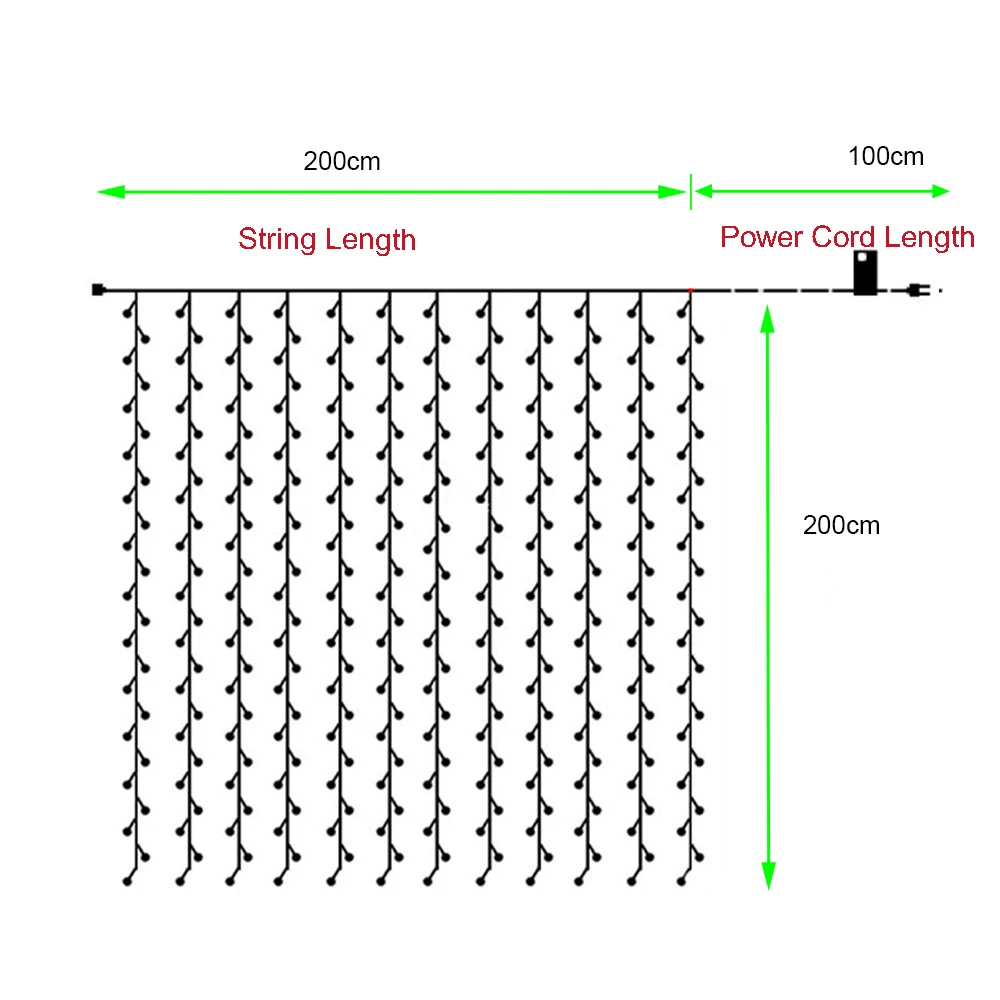 3 светодио дный 2 м 200 светодио дный s Праздничные огни занавес светодиодный свет строка EU/US новый год Рождество гирлянды Фея вечерние