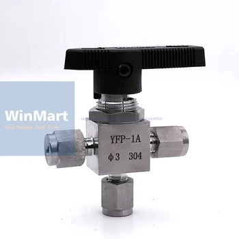 

Tee 3 Ways Compression fitting shut off Ball Valve 915 PSI 304 Stainless steel Fit For 8mm O/D Tube