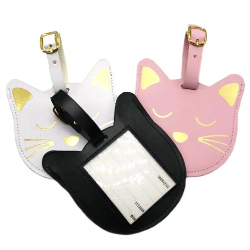 

New Cute Cat World Map Travel Accessories Luggage Tag Silica Gel Suitcase ID Addres Holder Baggage Boarding Tags Portable Label