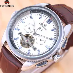2018 Forsining Автоматическая Механические Мужские часы Топ бренд класса люкс tourbillon часы кожаный Повседневное Бизнес наручные часы Montre Homme