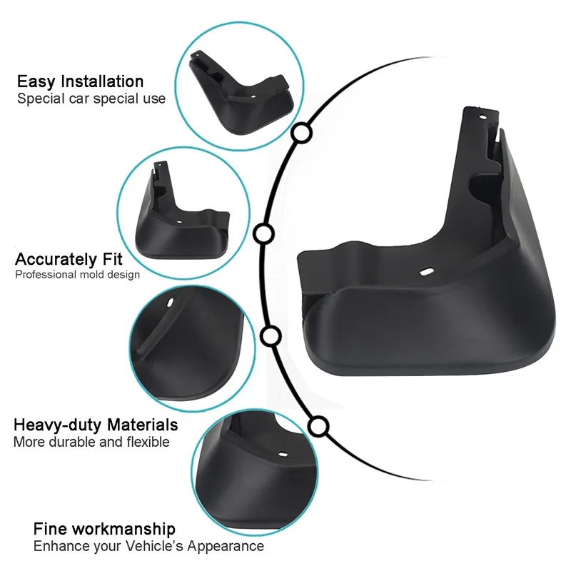 Front & Rear Molded Fender Splash Guards Mud Flaps 4pcs for Ford Focus ST 2012-2017 (5)