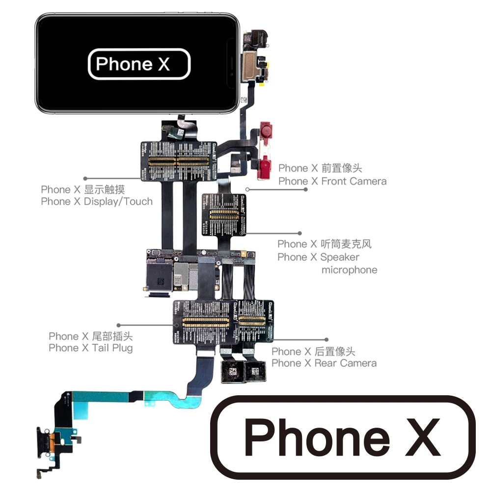 

QIANLI TOOLPLUS IBRIDGE PCBA TESTING CABLE FOR FRONT CAMERA/REAR CAMERA/DOCK CONNECTOR/TOUCH Test for iphone X 8 8P 7 7P 6S 6