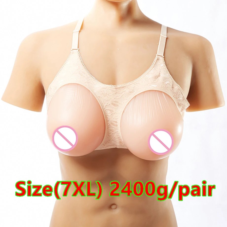 

2400g/pair Silicone Breast Bra Artificial Fake Breast Boobs Realistic Breast Forms Crossdresser Drag Queen Shemale Transgender