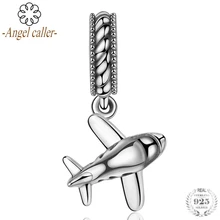 Призывающий ангелов Аутентичные 925 пробы серебряные World путешествие самолет, очаровательный, подрходит к ожерелье и браслет из бусин, сделай сам, ювелирное изделие Новая коллекция