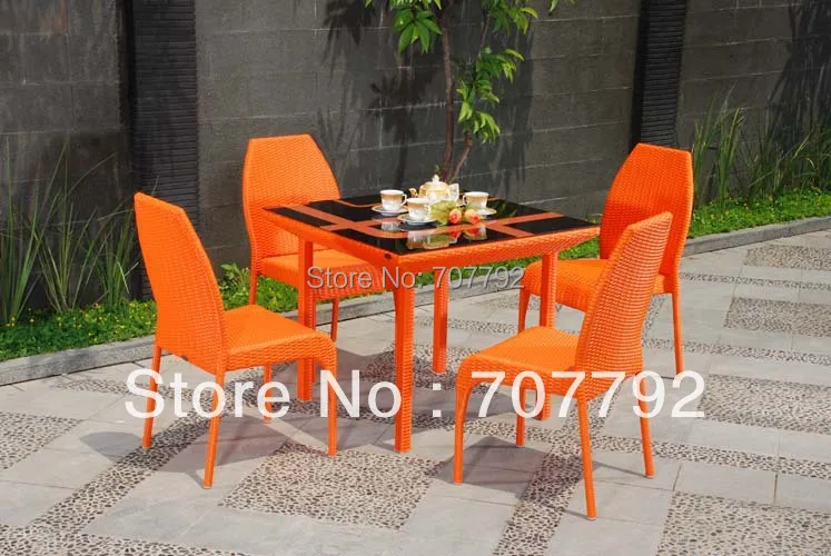 2017 colorful rattan furniture orange dining set-in Garden Sofas from ...