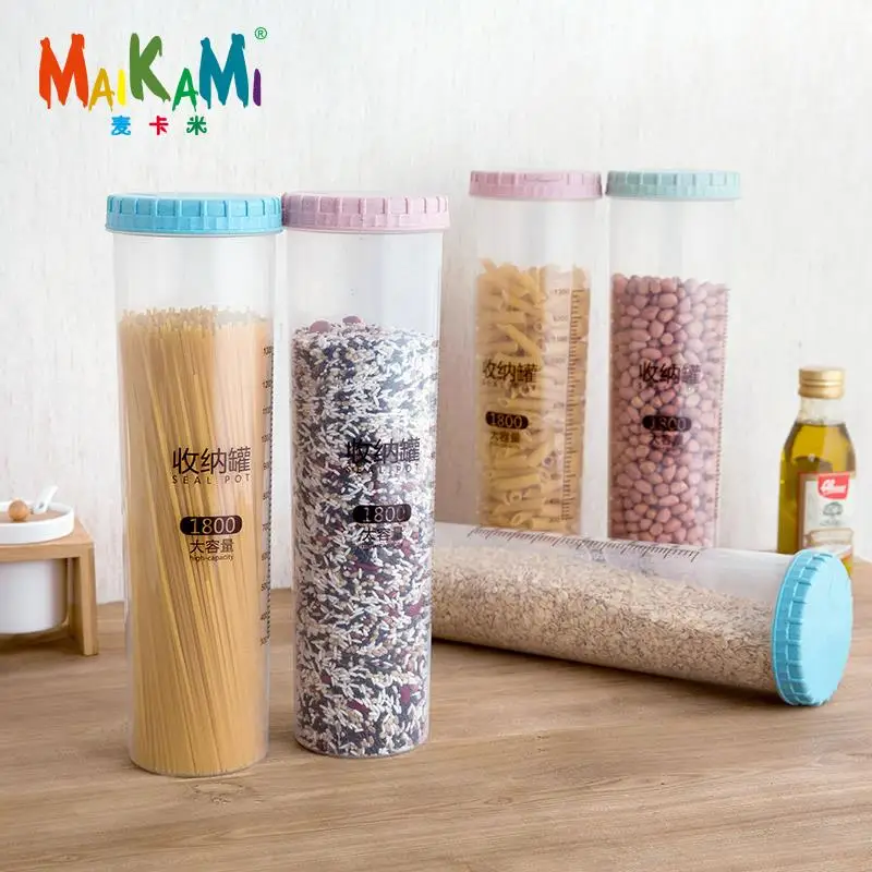 

MAIKAMI Scaled Transparent Sealed Jar Kitchen Noodle Storage Tank Plastic Grains Storage Cans Snack Storage Box